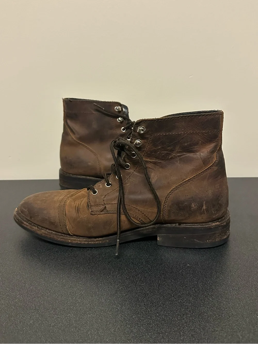 THURSDAY BOOT CO. Men's Brown Leather Captain Boots Size 10 Shoes Distressed
